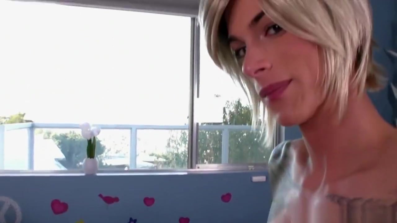 Tattooed tgirl doggystyled after rimjob