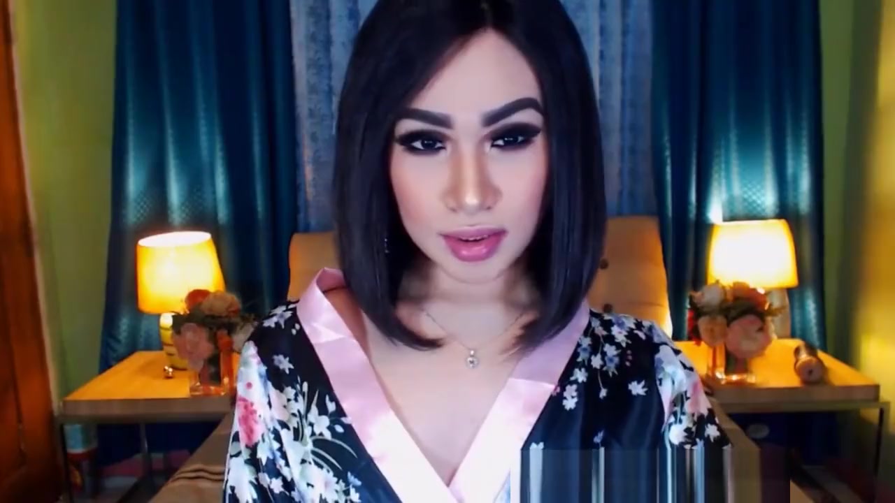 This lovely ladyboy enjoying masturbates wildly