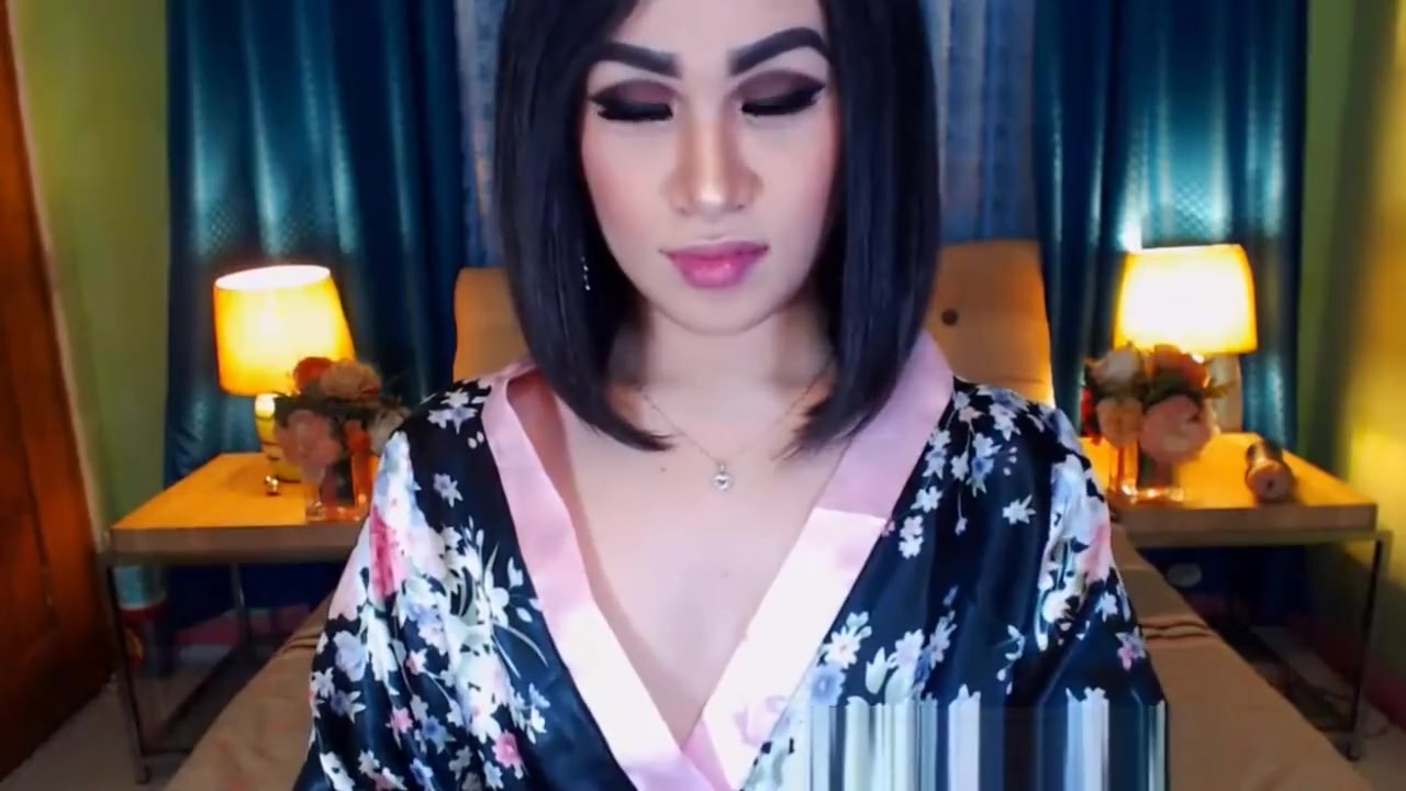 This lovely ladyboy enjoying masturbates wildly