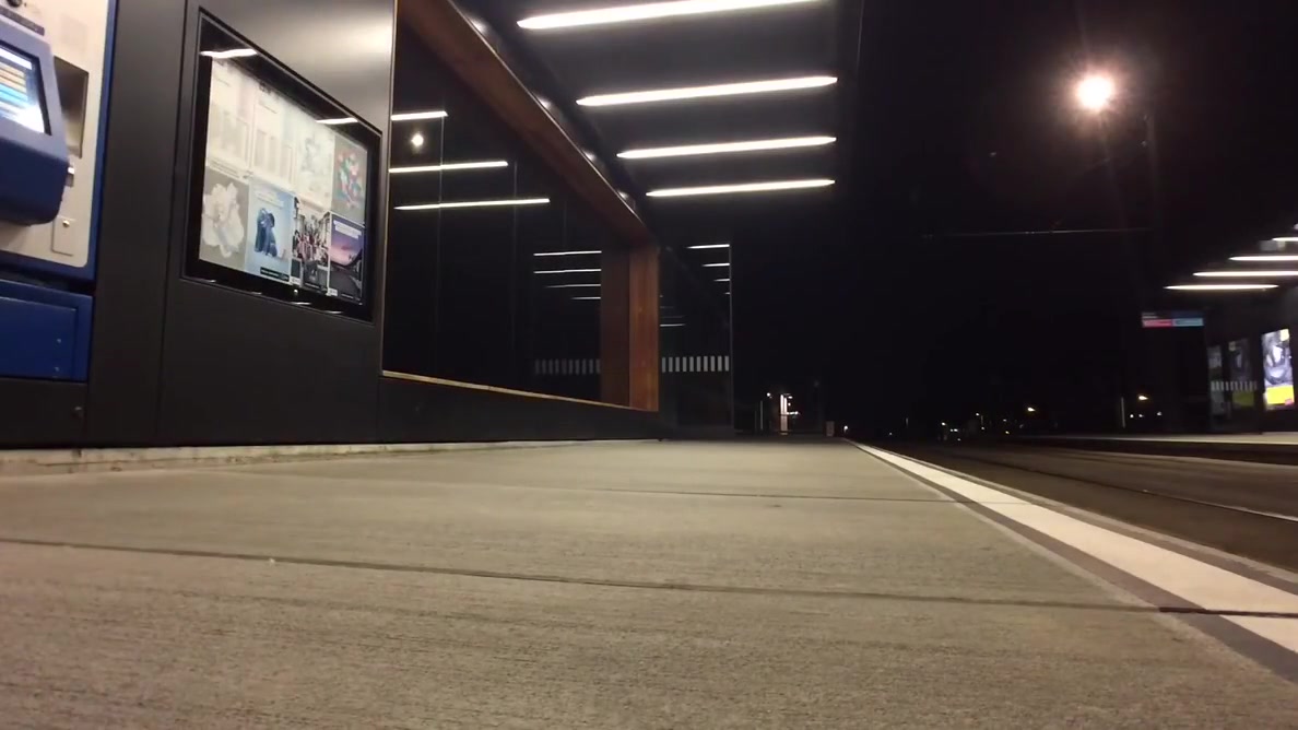 Crossdresser exposing at tram station