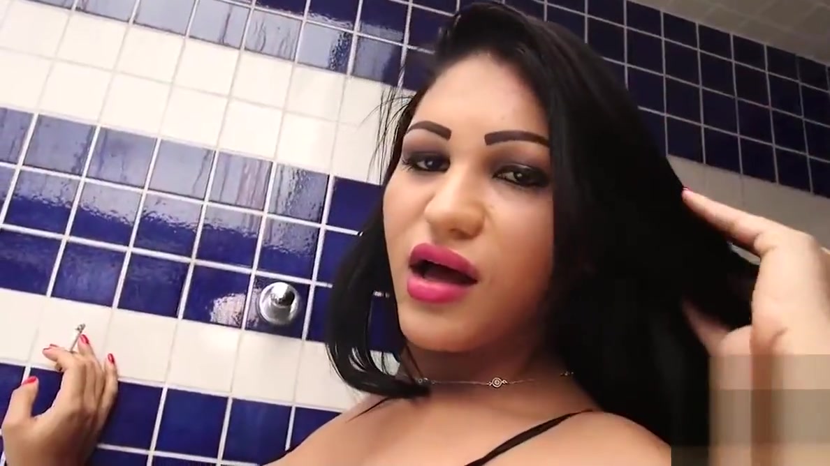 Sweet Larissa Smokes in Bathroom