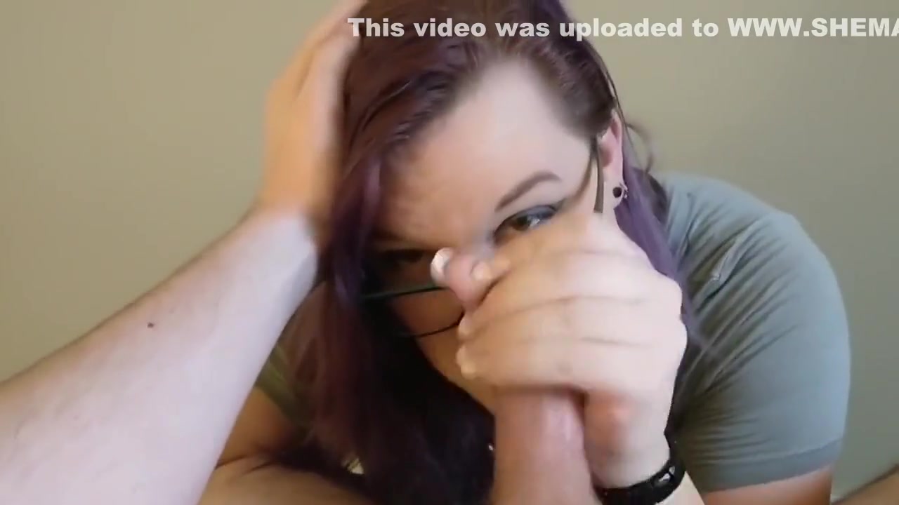 Eager purple haired trans slut sucks her friend until he blows two loads