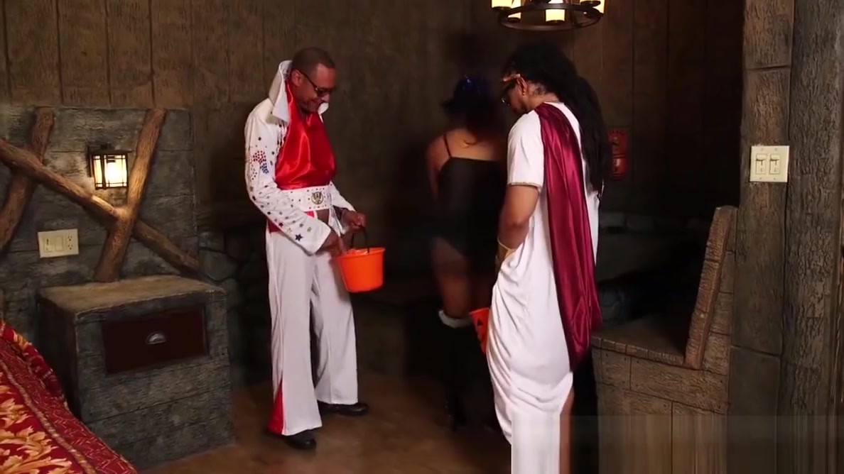 Shemales big butt destroyed on Halloween night by hung studs