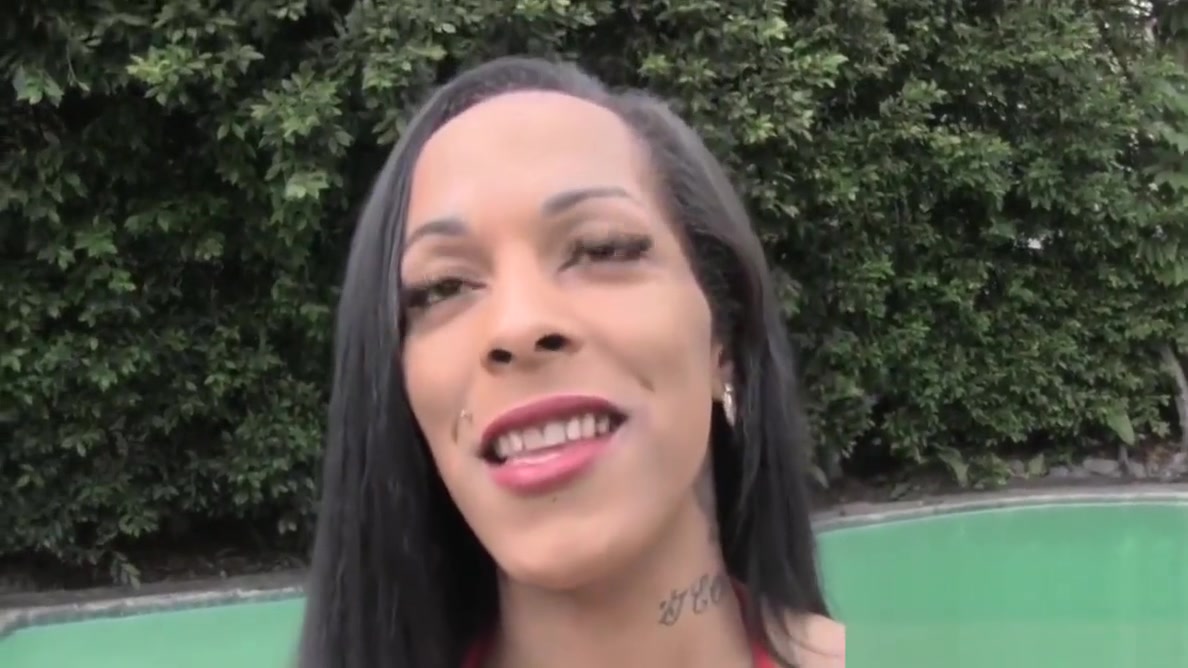 Solo nubian tgirl bends over and masturbates
