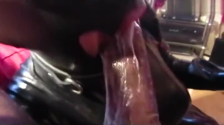 Latex Shemale tiffanylondontv gags drools chokes on BBC