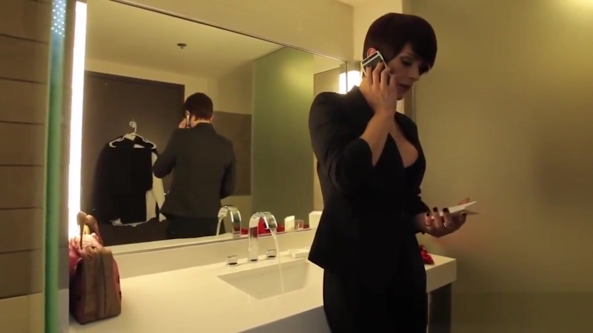 Transsexual bottom jizzed on big boobs
