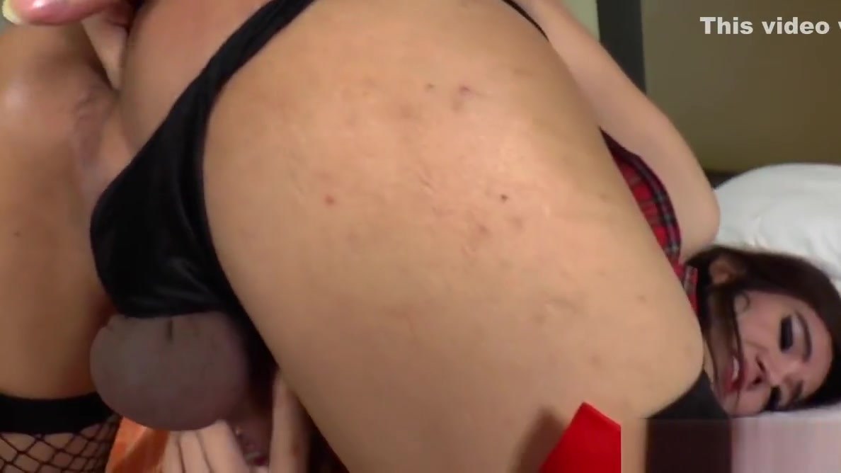 Solo stockinged ladyboy Icey masturbates