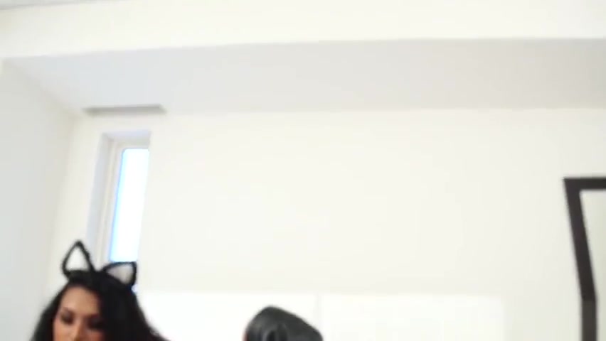 Shemale furry teasing with solo cock masturbation