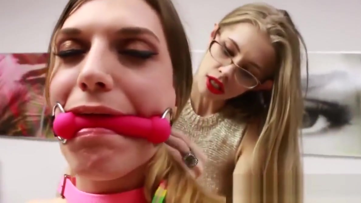 River Enza toys bound shemale with rough anal play