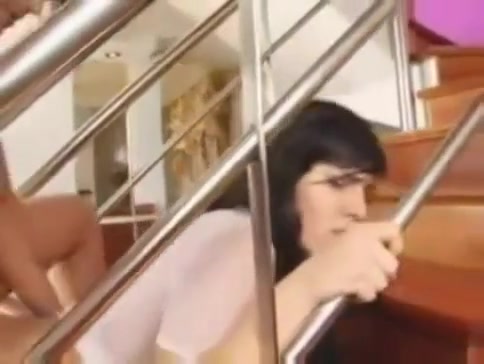 teen 18+ brunette In stockings sucks gets butted