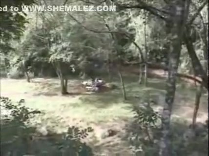 Sex Hungry chap Eats latin chick TS In A Forest
