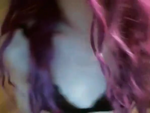 Skinny Purple Hair ladyboy Cums Twice