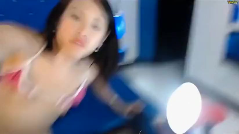 Cute teen 18+ TS latina squirts out her cum in blue room