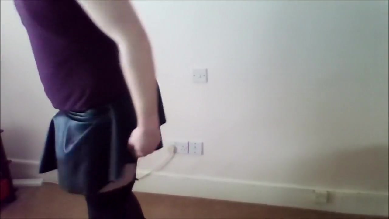 Crossdresser uses dildo