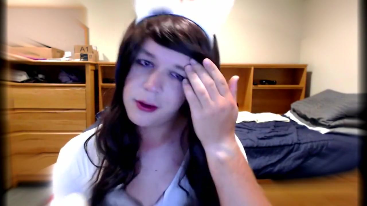 Cute Crossdresser Nurse Blows Dildo