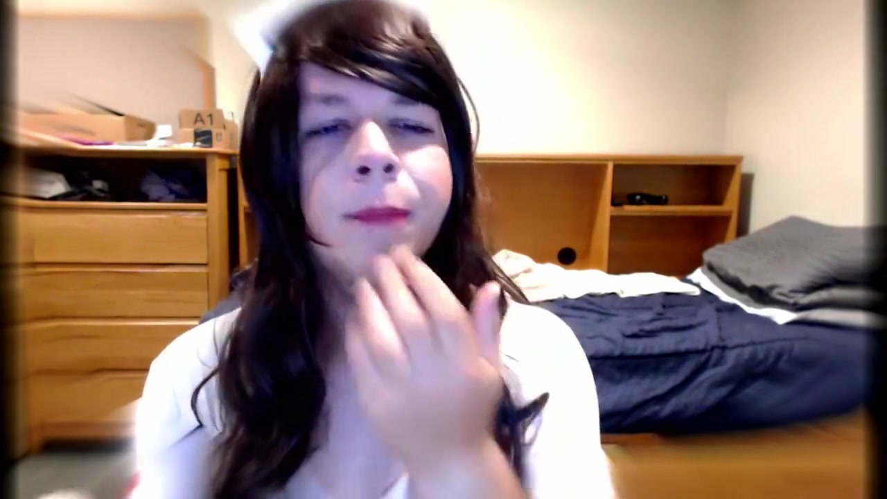 Cute Crossdresser Nurse Blows Dildo