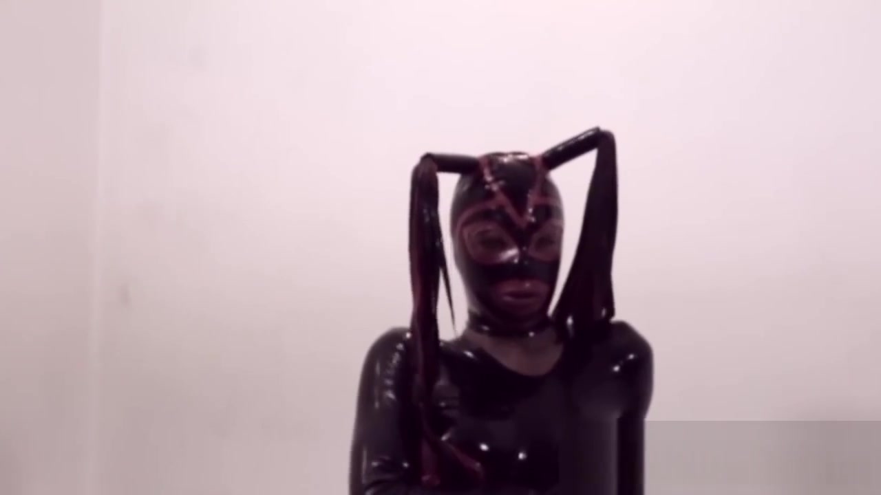 Latex tgirl bangs bondman