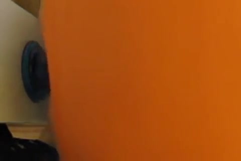 Chastity tranny fucks 9 inch wall dildo