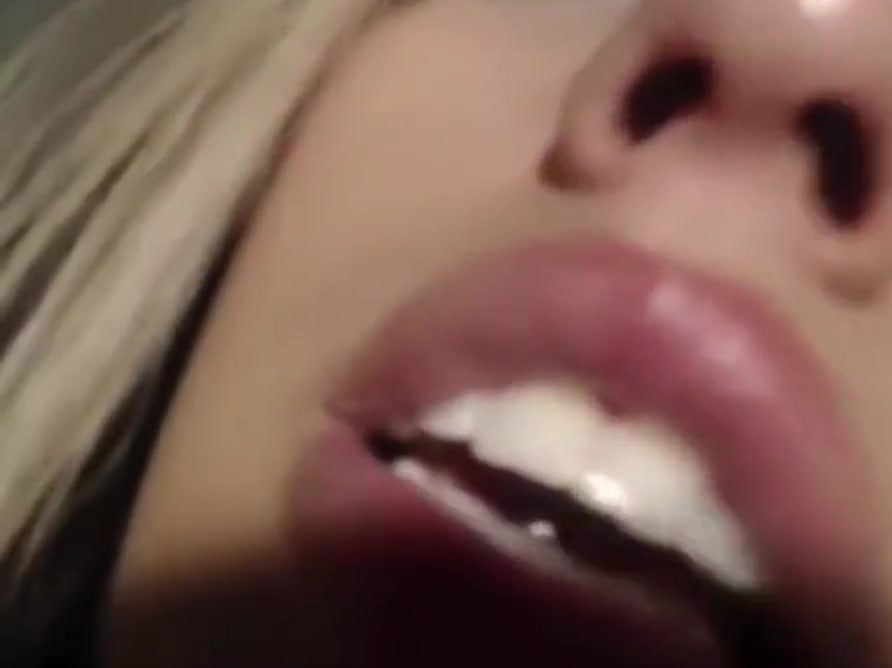 Blonde tgirl toying ass then jerks and cums literally on cam