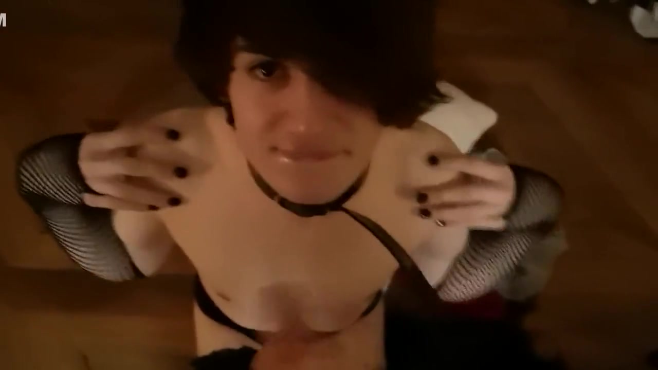 Cute & Lewd Emo Femboy Blowjob and deep throat