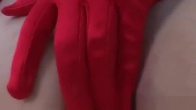 Sexy tranny in red lingerie fondling herself