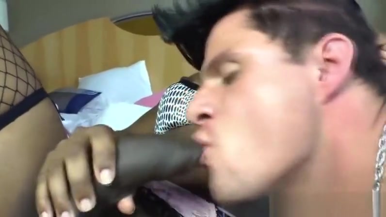 Shemale interracial babe cums