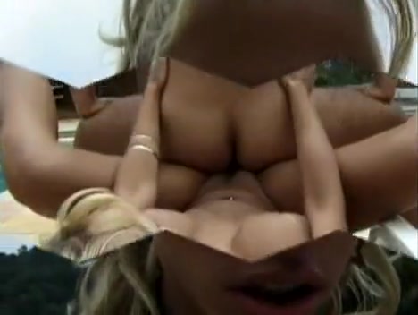 Blonde tranny fucked poolside