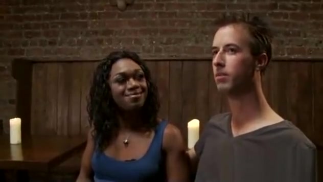 Black tranny sucks white dick on date