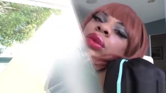 Black trans TS throatfucks white guy