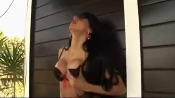 Busty Shemale Stroking Her Fat Cock Outdoors