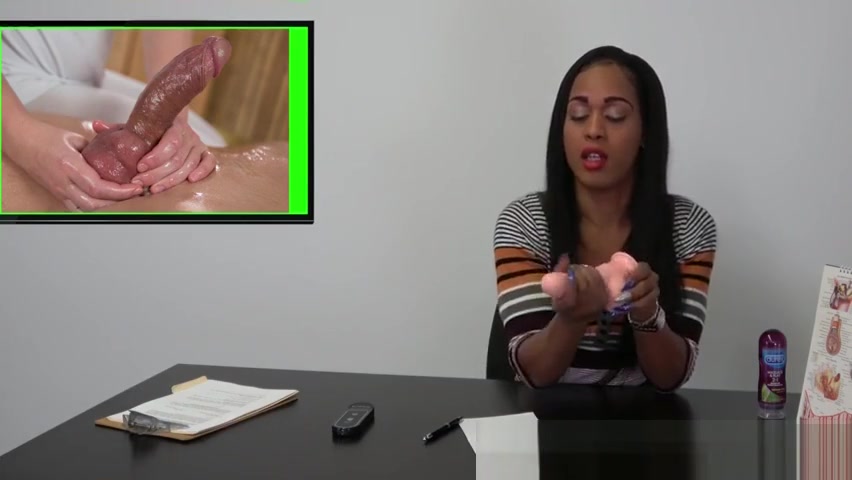 Dildo drilled ebony ts wanking fat cock