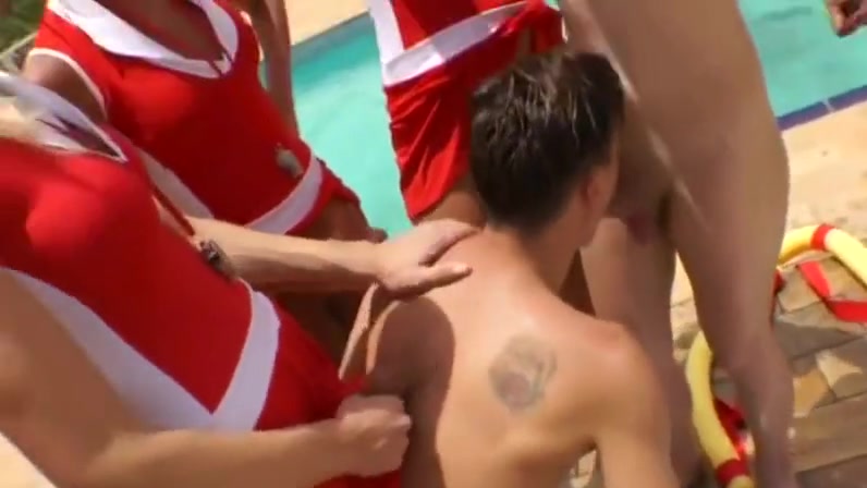 shemale Baywatch babes gang-gangbang lucky chap