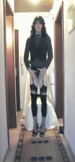 Burning crossdresser in black solo