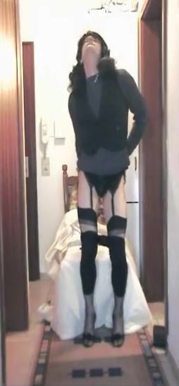 Burning crossdresser in black solo