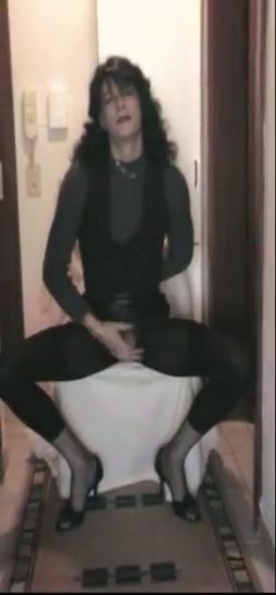 Burning crossdresser in black solo