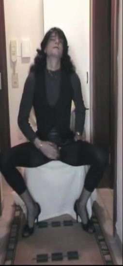 Burning crossdresser in black solo