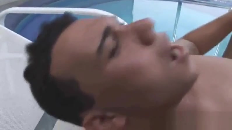 Busty brunette shemale babe gets fucked by the pool