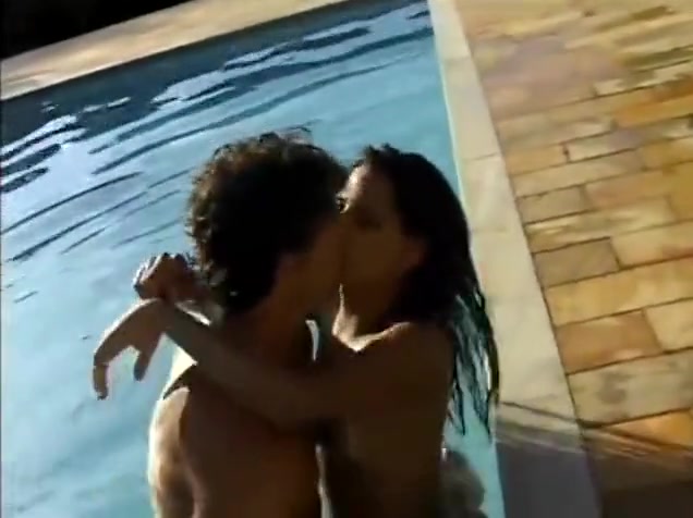 Poolside rest with a latina pretty girl