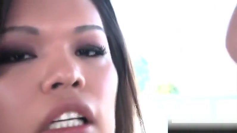 A curvy asian shemale inspects a guys butthole