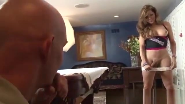 Brunette tranny wanking alone