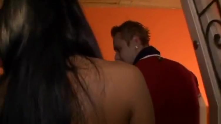 Gorgeous shemale with nice boobs suck cock then ass fucked