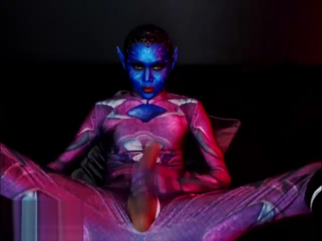 Monster cock Shemale in Avatar makeup