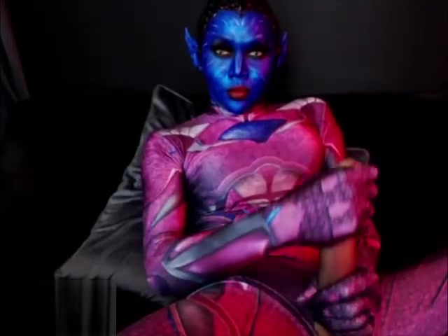 Monster cock Shemale in Avatar makeup