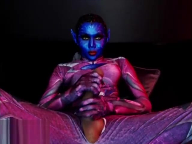 Monster cock Shemale in Avatar makeup