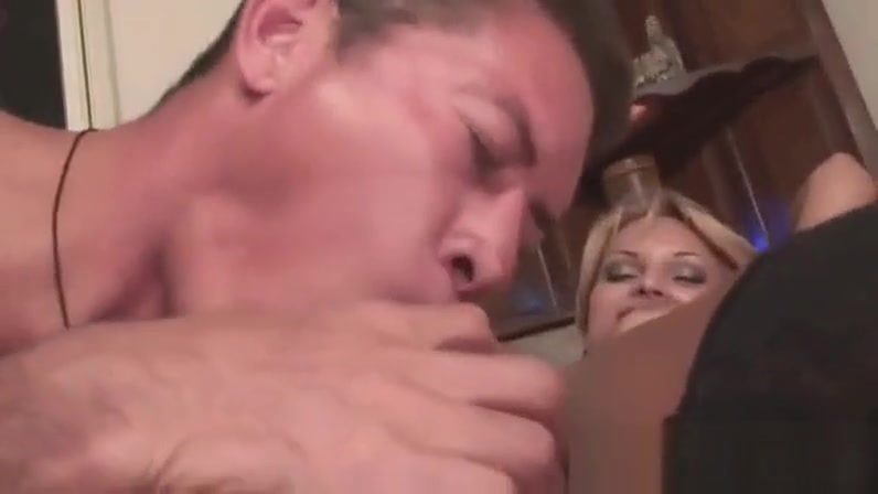 Busty blonde shemale getting her cock sucked on