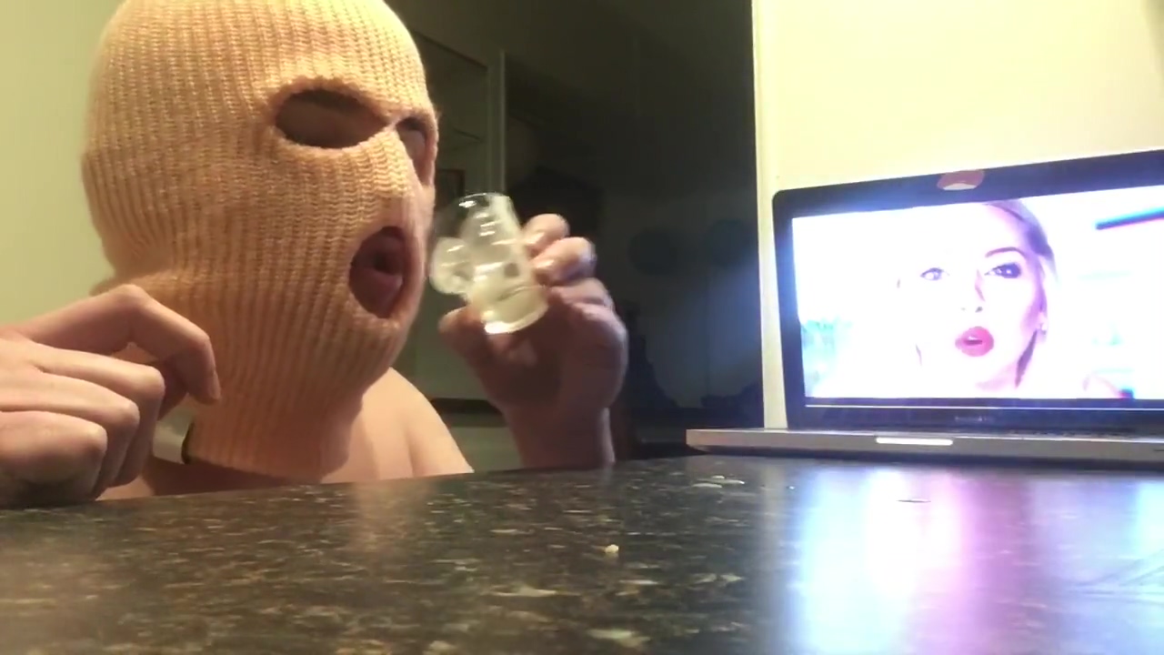 Cock Reacts: Sissy ! Cumming in a Shot Glass. CD Guy in Pink Panties