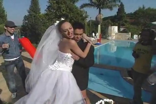 Wedding sex poolside