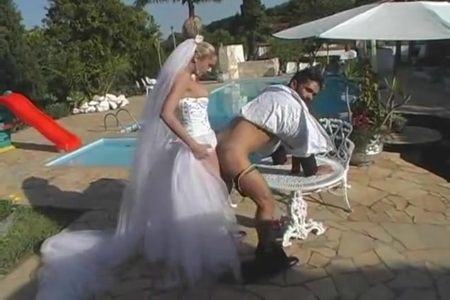 Wedding sex poolside
