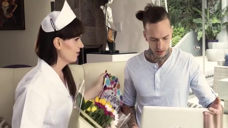 TS nurse Natalie have anal sex her man with a hard cock