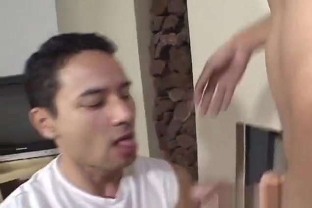Shemale getting her cock sucked by a guy